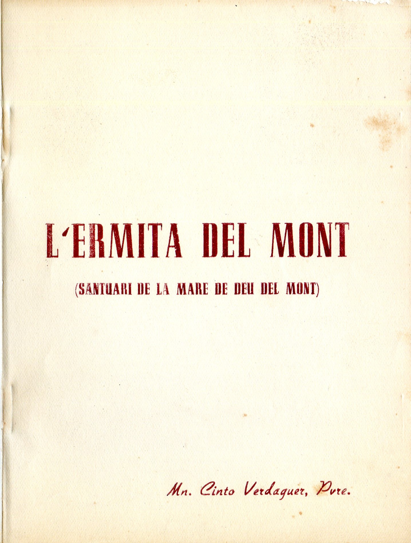 ermita del Mont, L' : (Santuari de la Mare de Déu del Mont) - Portada